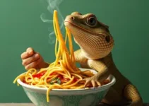 lagartixa em macarrão instantâneo