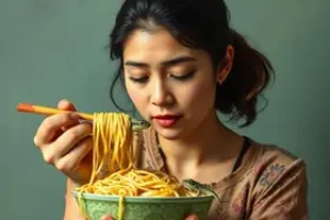 lagartixa em macarrão instantâneo
